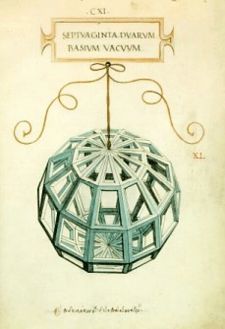 Esfera de setenta e duas faces desenhada por Leonardo da Vinci para «De divina proportione» (1509).