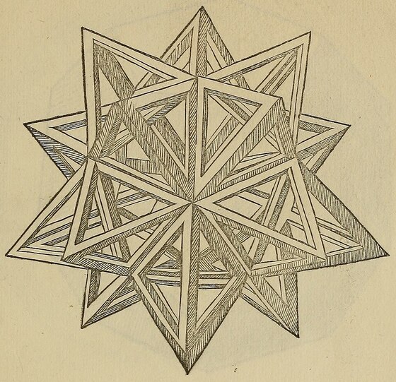 Icosaedro estrelado desenhado por Leonardo da Vinci para «De divina proportione» (1509).